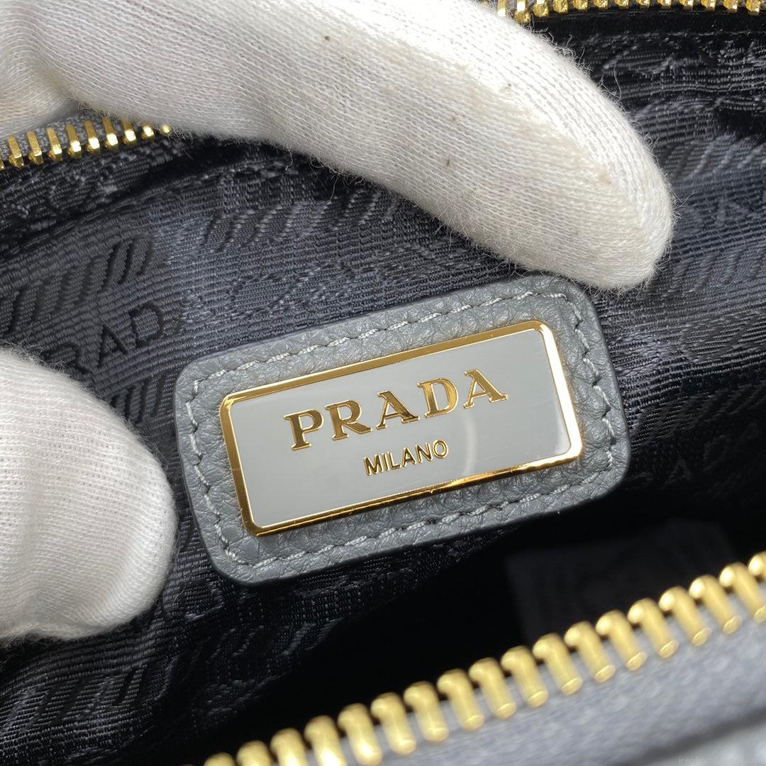 Prada 1BH082 Leather bag with shoulder strap Gray Gold