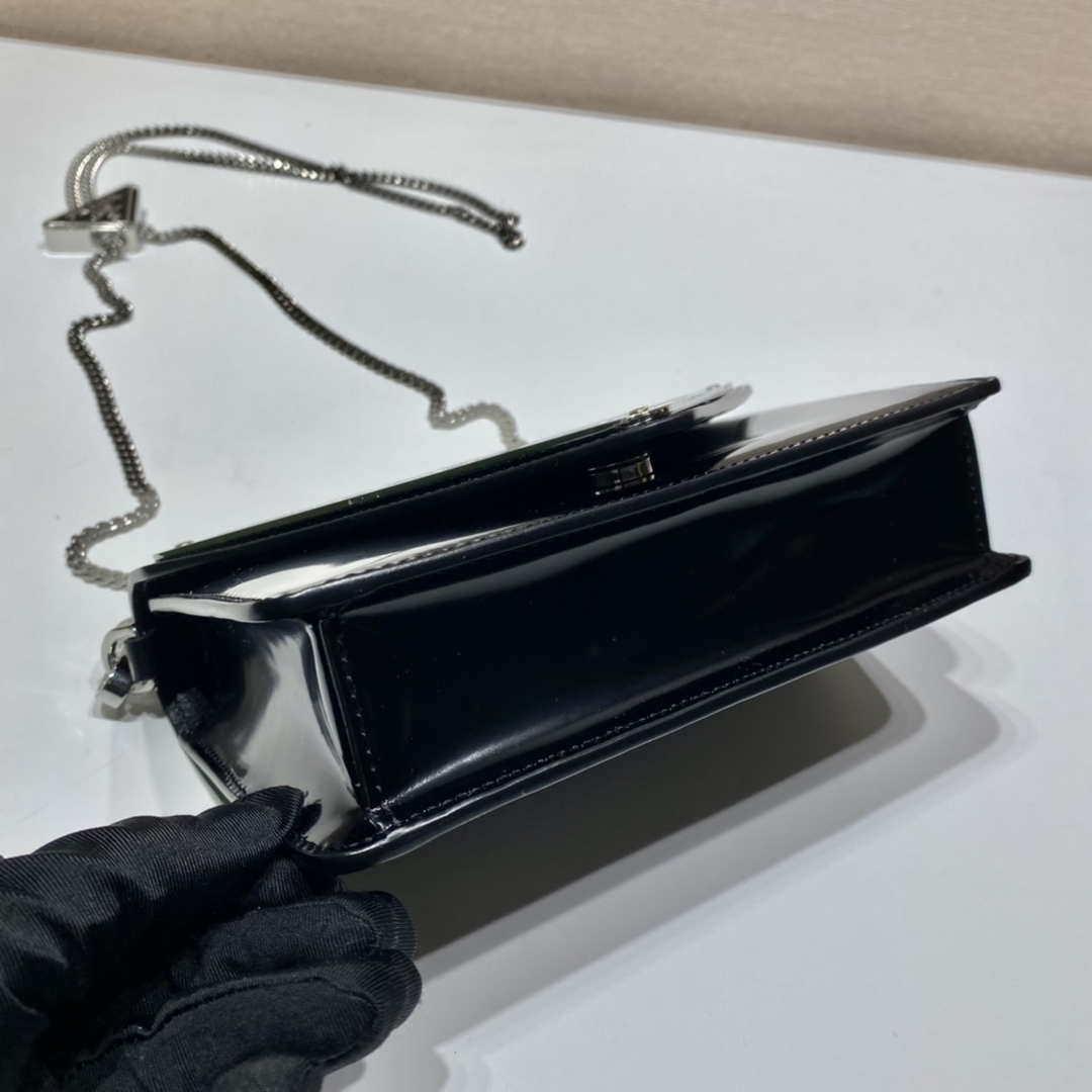 Prada 1BH189 Brushed leather shoulder bag Black
