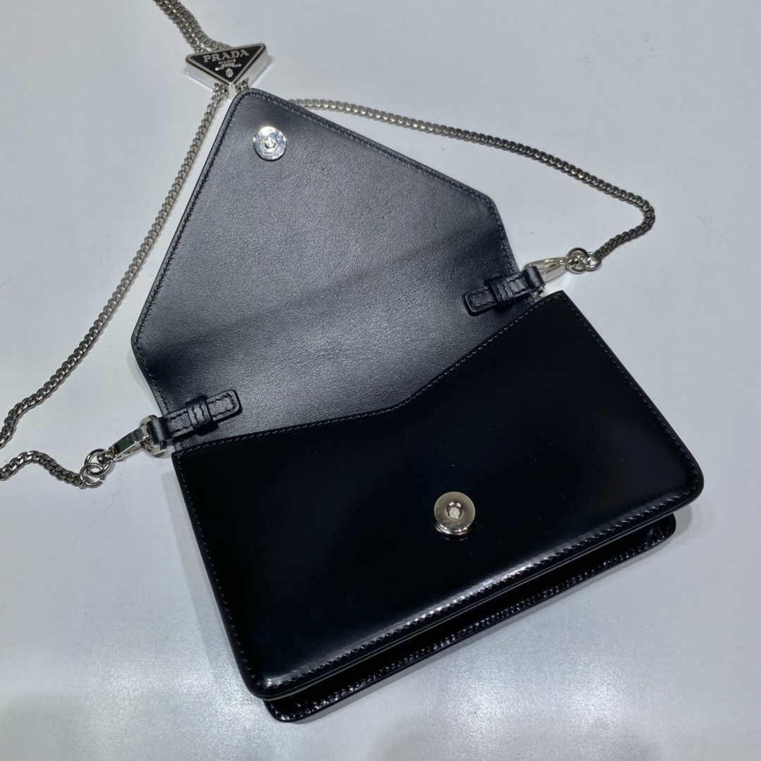 Prada 1BH189 Brushed leather shoulder bag Black