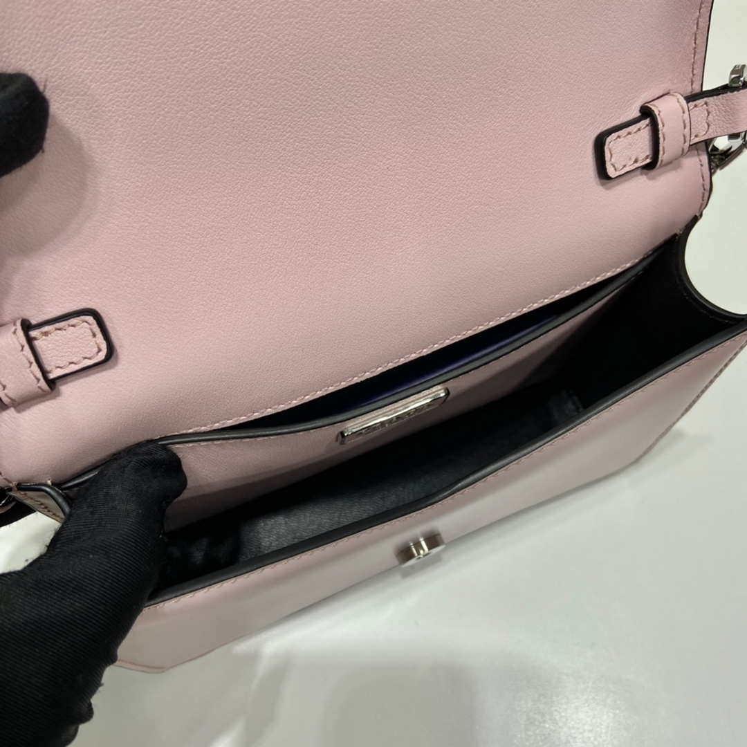 Prada 1BH189 Brushed leather shoulder bag Light Pink