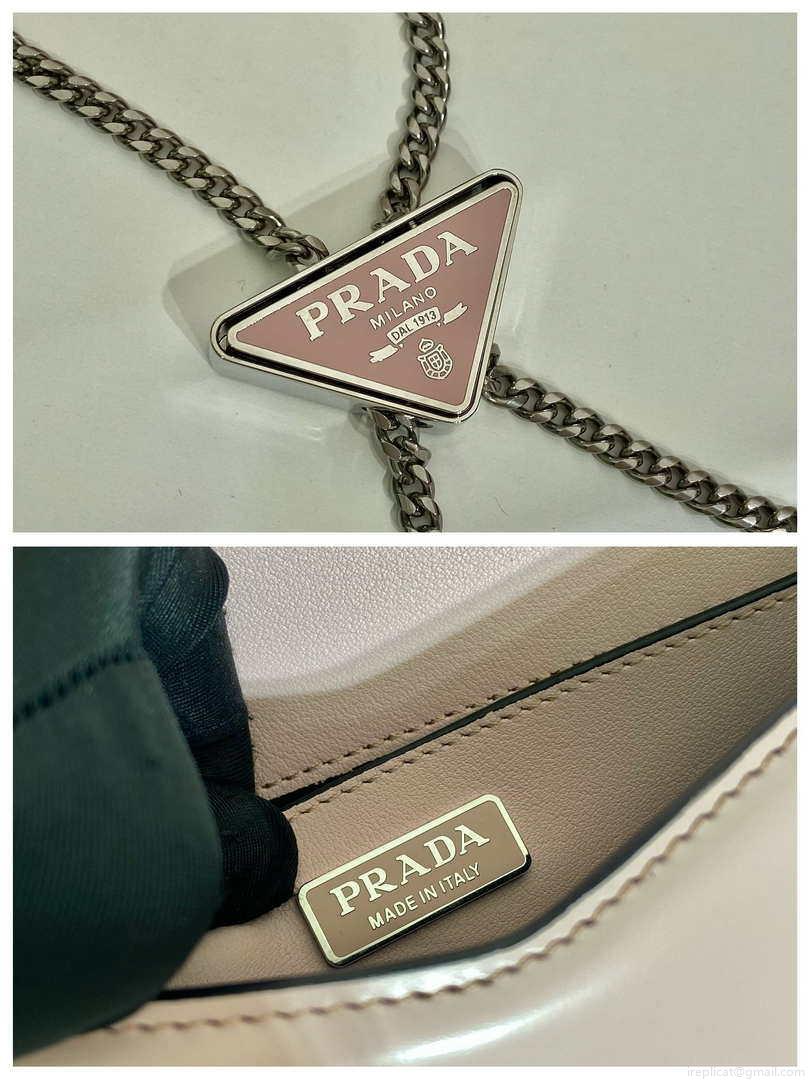 Prada 1BH189 Brushed leather shoulder bag Light Pink