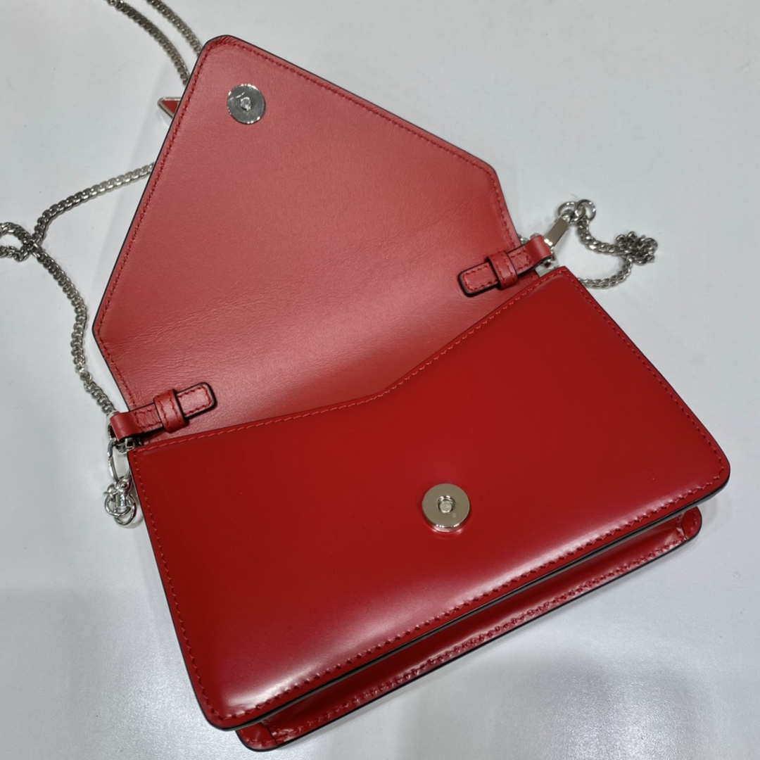 Prada 1BH189 Brushed leather shoulder bag Red