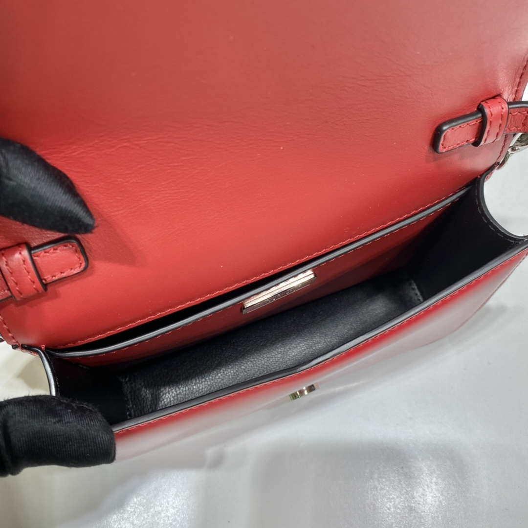Prada 1BH189 Brushed leather shoulder bag Red