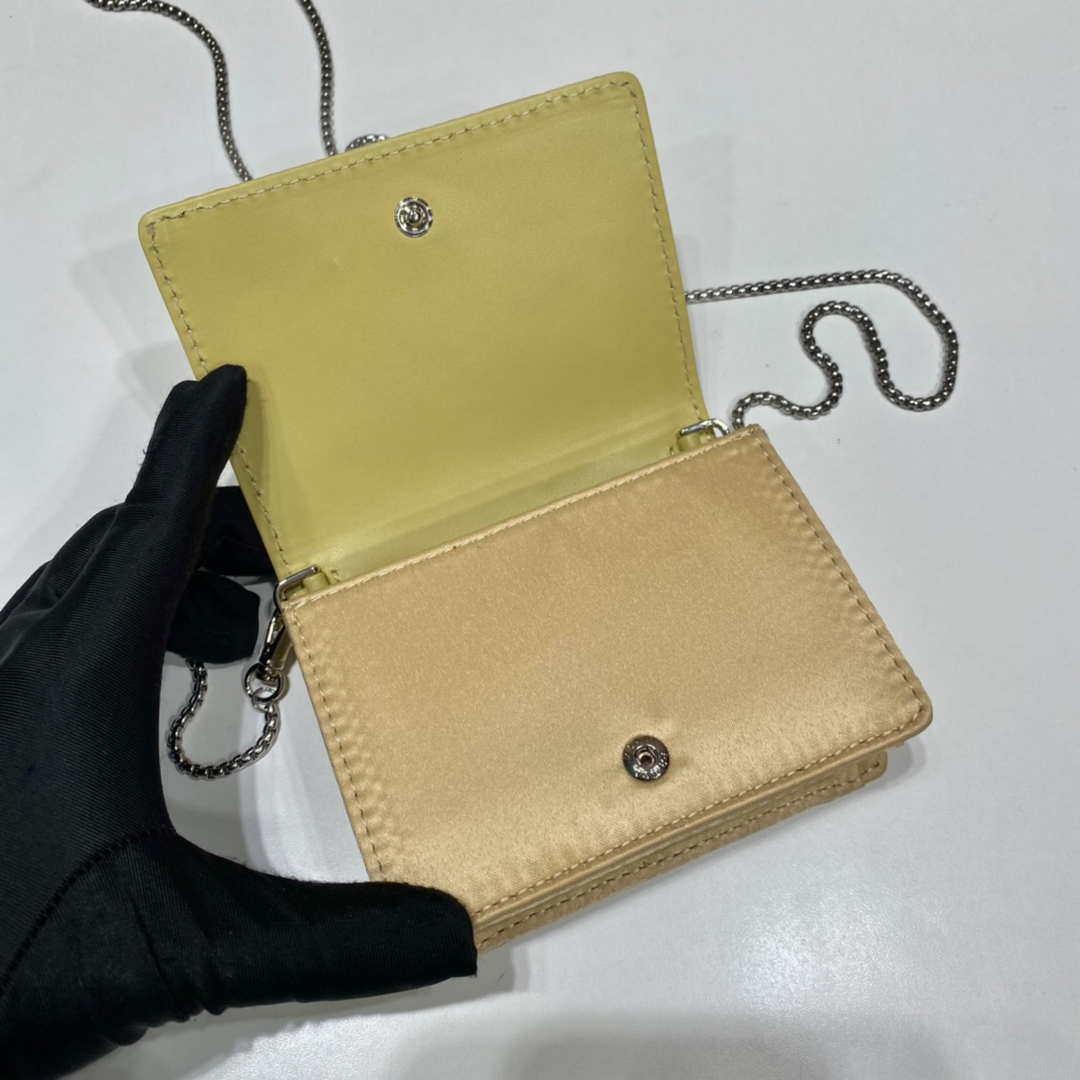 Prada Crystal-studded card holder with shoulder strap 1MR024 Yellow Crystal