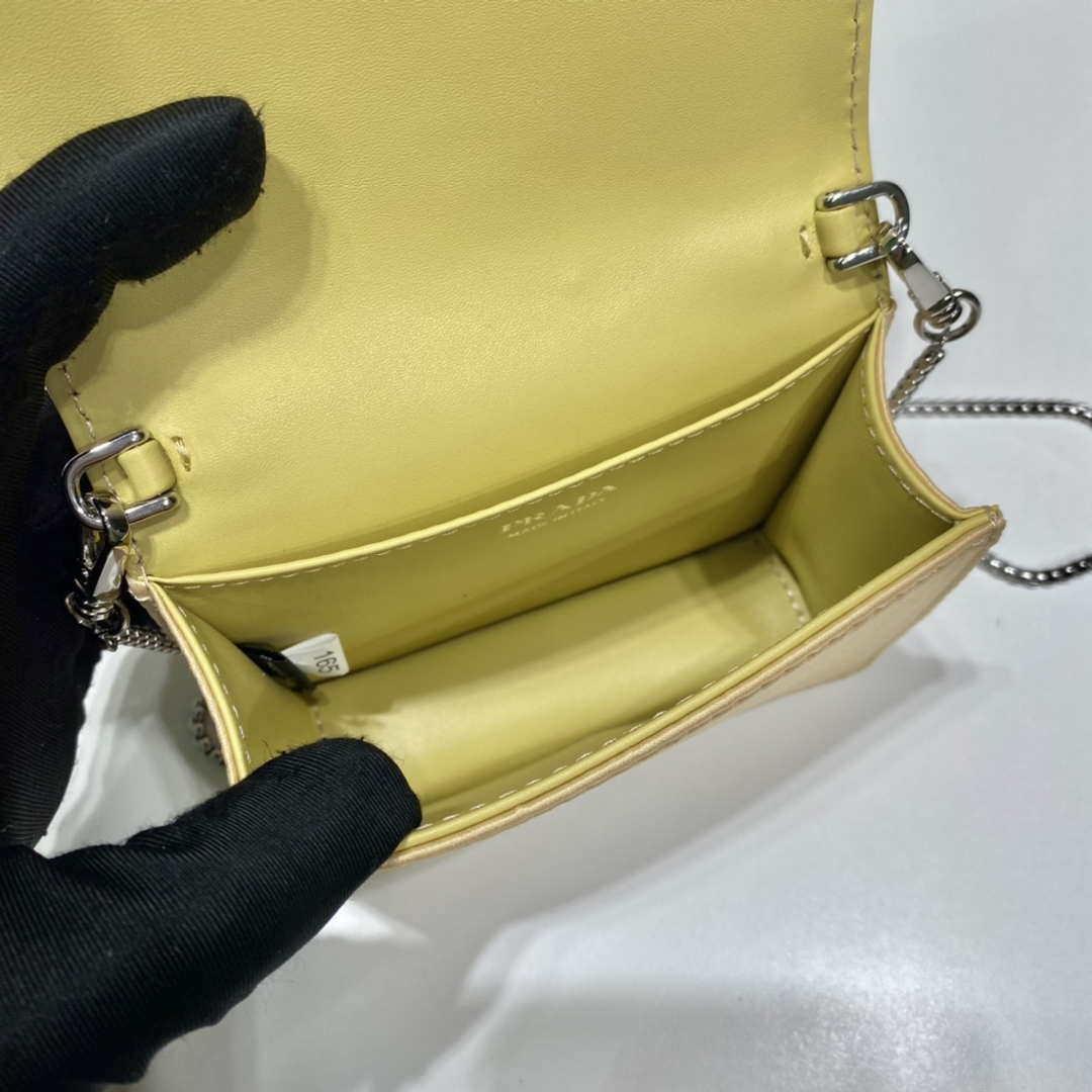 Prada Crystal-studded card holder with shoulder strap 1MR024 Yellow Crystal