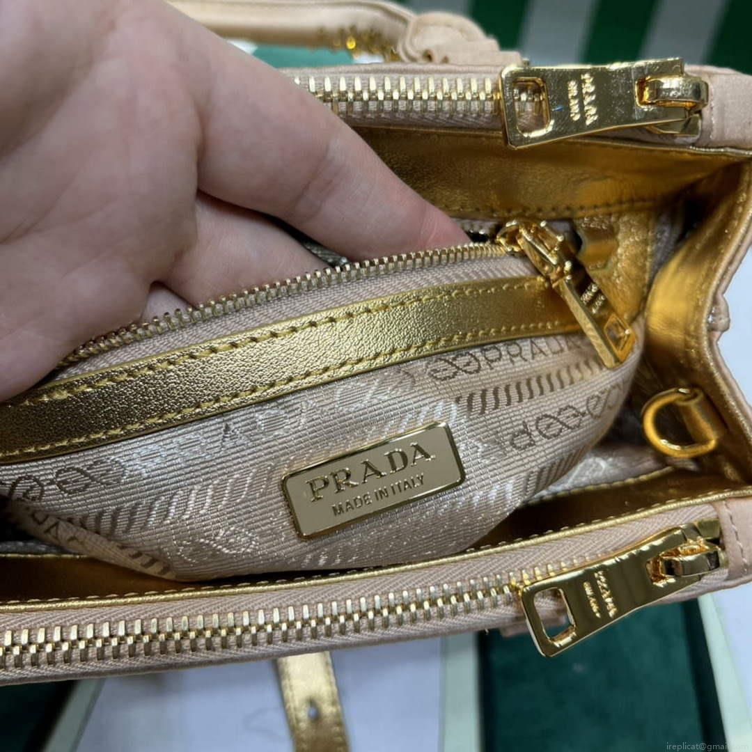 Prada 1BA906 Galleria satin mini-bag with crystals Gold