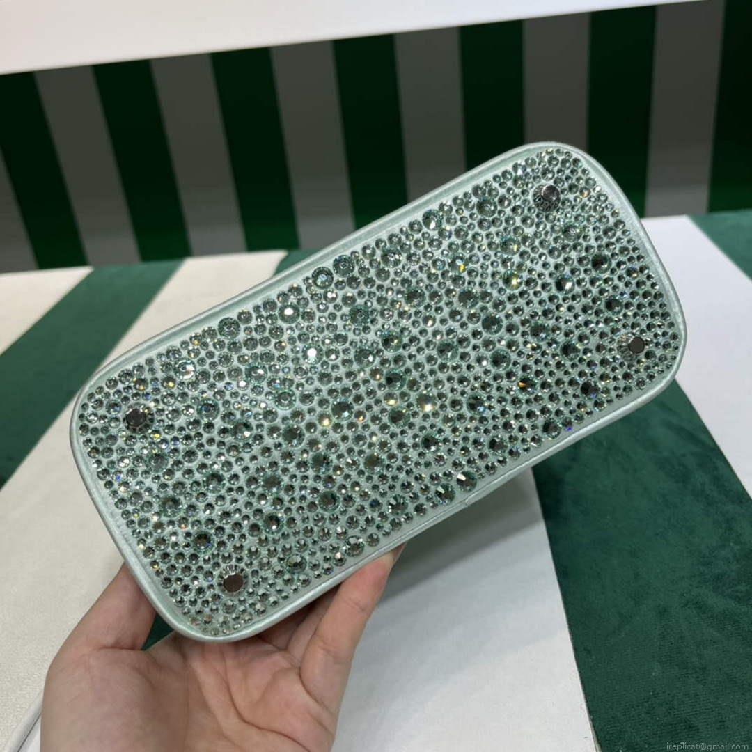 Prada 1BA906 Galleria satin mini-bag with crystals Green