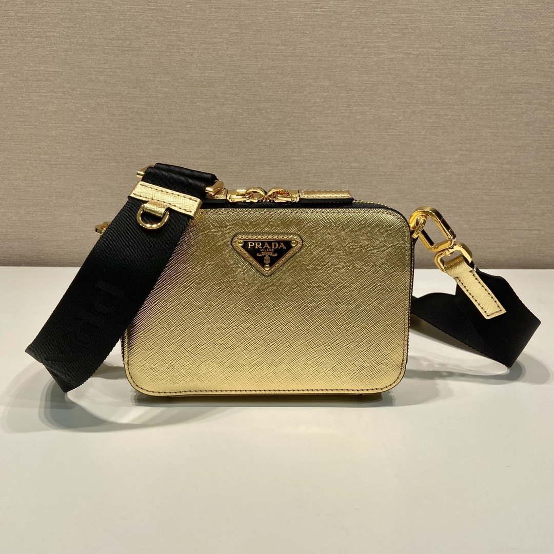 Prada 2VH070 Saffiano Gold leather Prada Brique bag