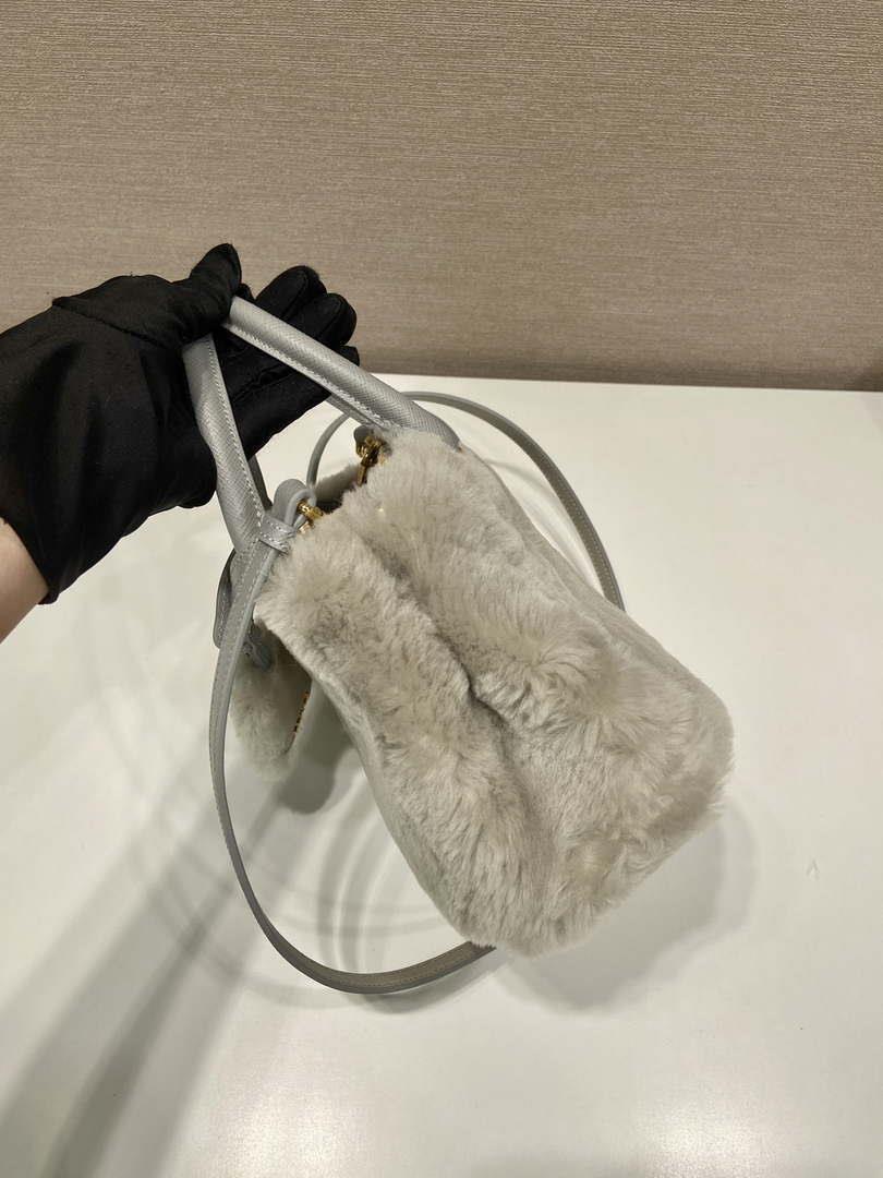Prada 1BA906 Galleria Triangle Logo Mini Bag Gray Ladies Sheepskin