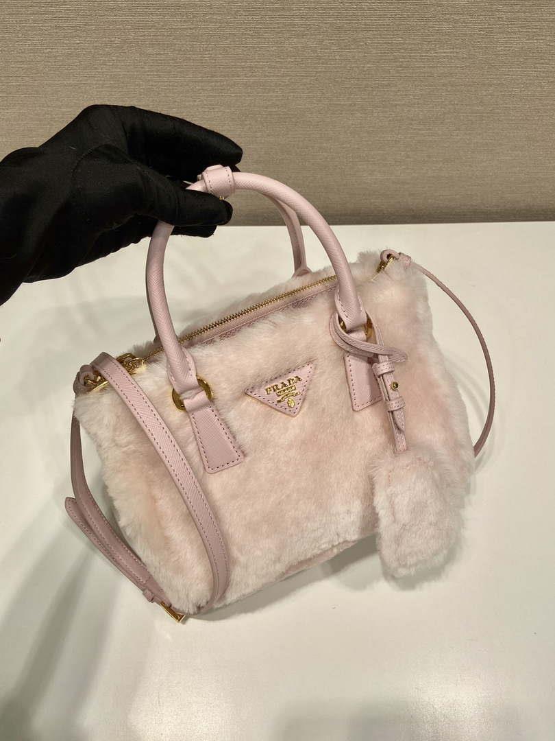 Prada 1BA906 Galleria Triangle Logo Mini Bag Pink Ladies Sheepskin