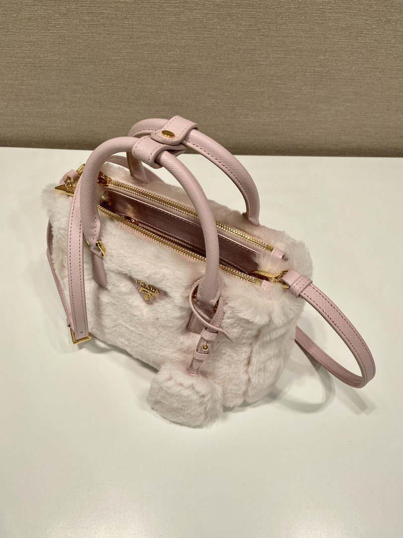 Prada 1BA906 Galleria Triangle Logo Mini Bag Pink Ladies Sheepskin