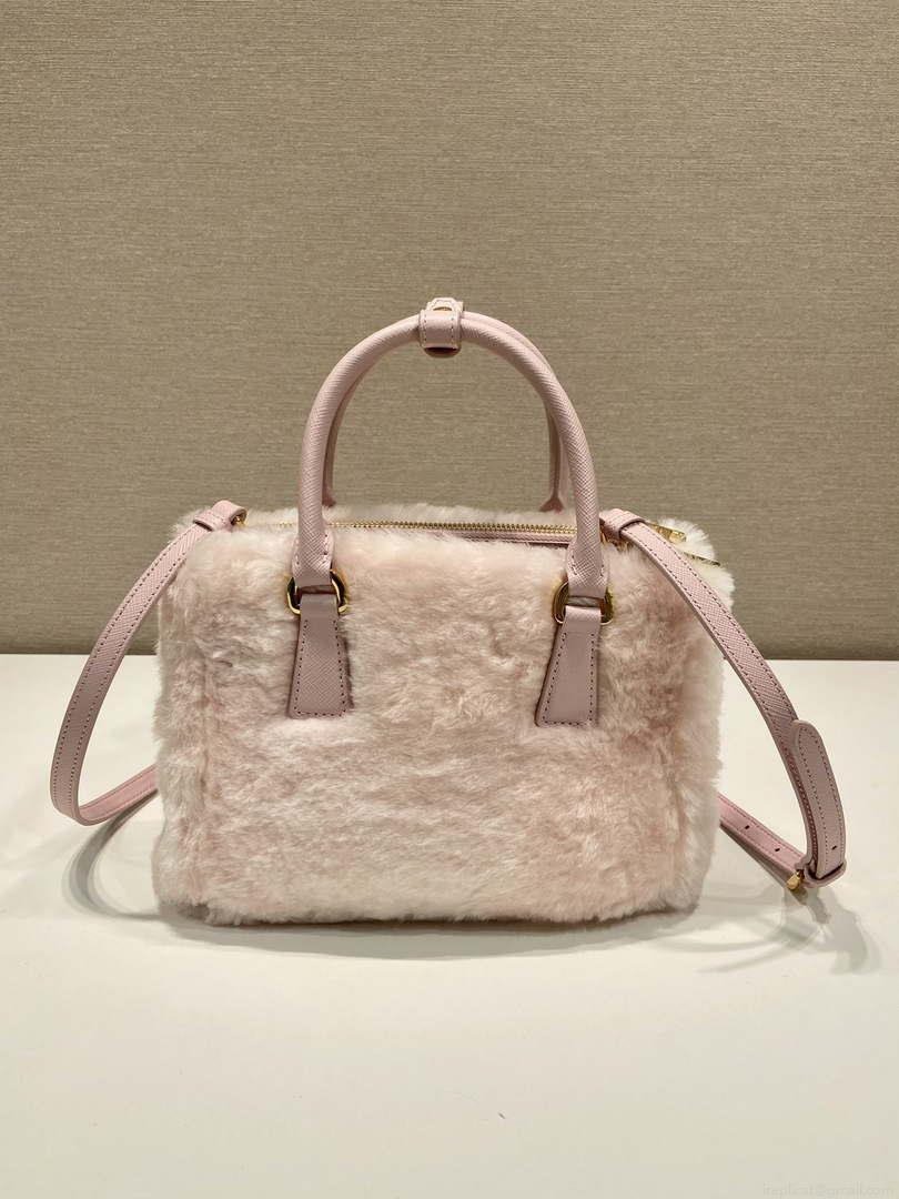 Prada 1BA906 Galleria Triangle Logo Mini Bag Pink Ladies Sheepskin