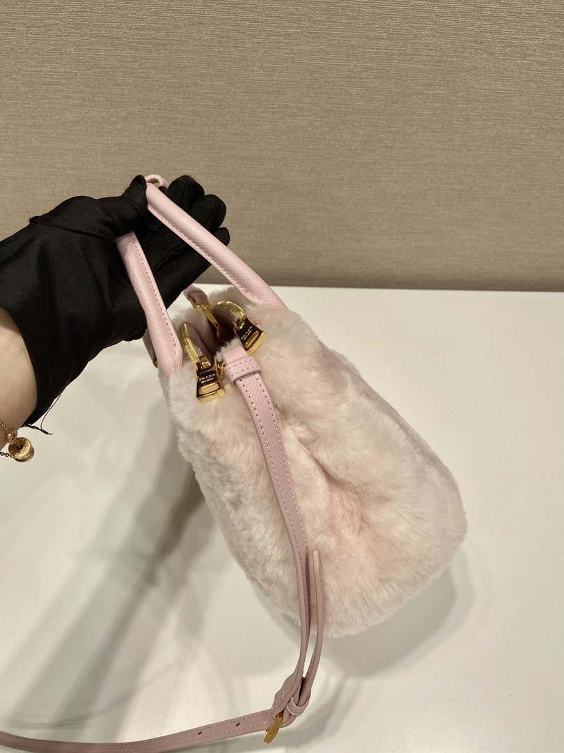 Prada 1BA906 Galleria Triangle Logo Mini Bag Pink Ladies Sheepskin
