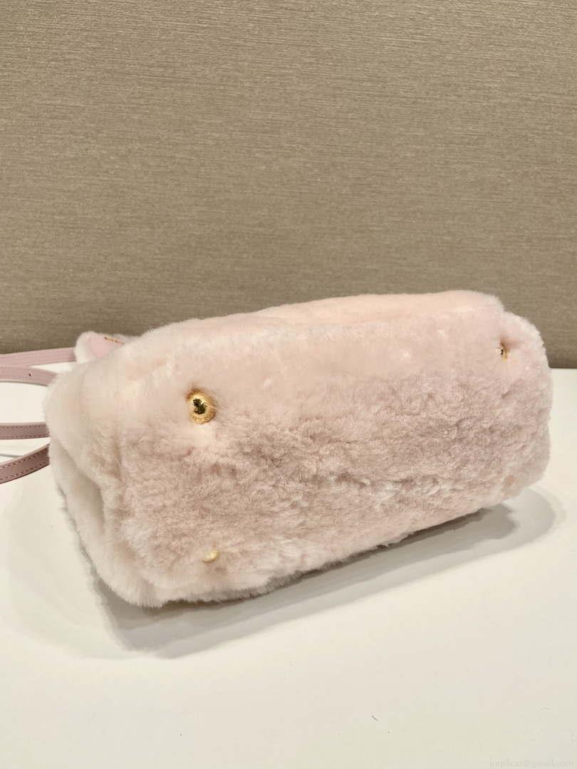 Prada 1BA906 Galleria Triangle Logo Mini Bag Pink Ladies Sheepskin