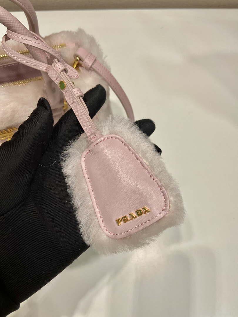 Prada 1BA906 Galleria Triangle Logo Mini Bag Pink Ladies Sheepskin