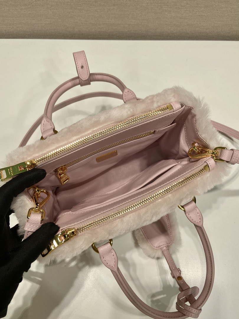 Prada 1BA906 Galleria Triangle Logo Mini Bag Pink Ladies Sheepskin