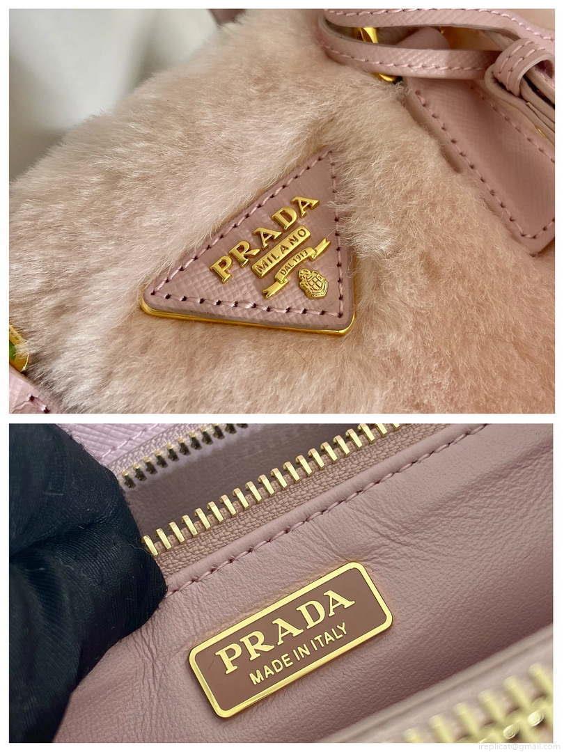 Prada 1BA906 Galleria Triangle Logo Mini Bag Pink Ladies Sheepskin