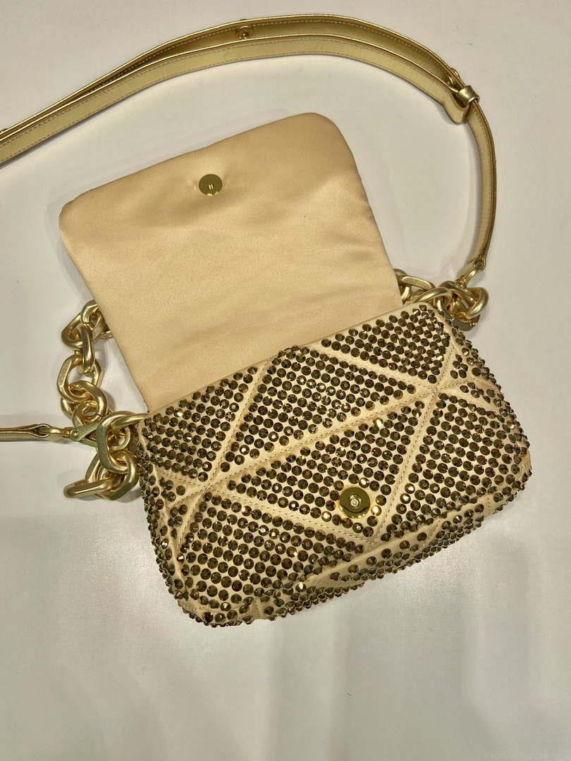 Prada 1BD329 Satin mini-bag with crystals Gold