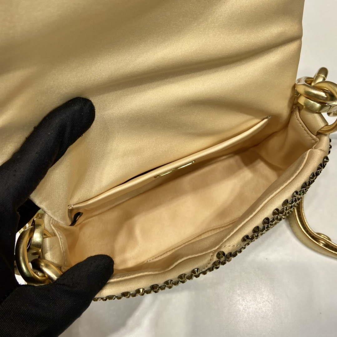 Prada 1BD329 Satin mini-bag with crystals Gold