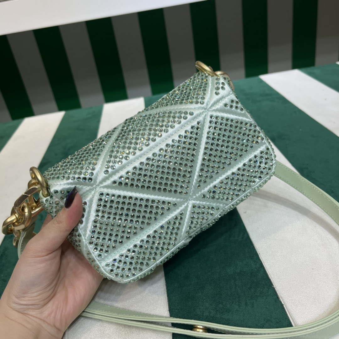 Prada 1BD329 Satin mini-bag with Crystals Green