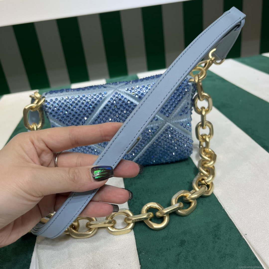 Prada 1BD329 Satin mini-bag with Crystals Blue