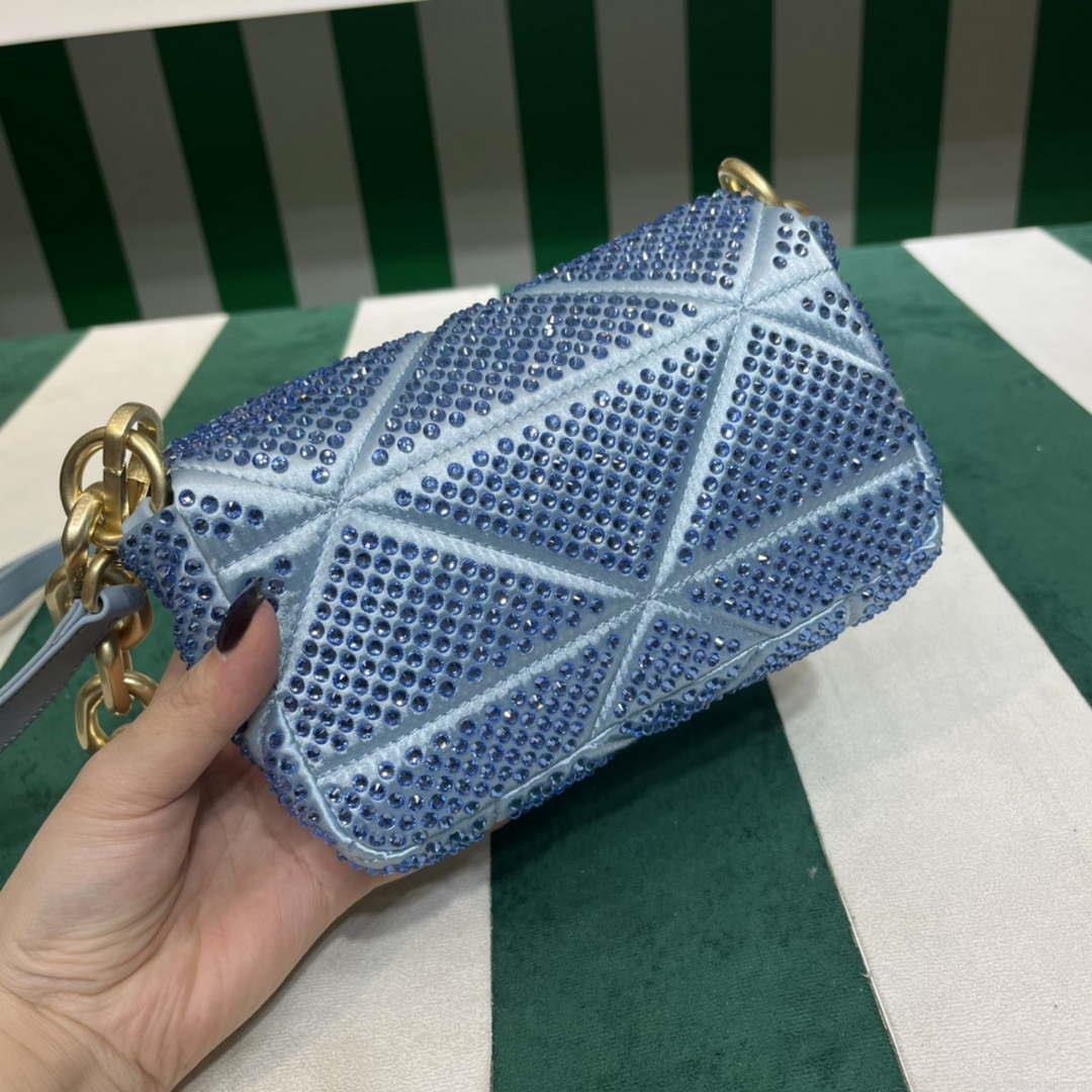 Prada 1BD329 Satin mini-bag with Crystals Blue
