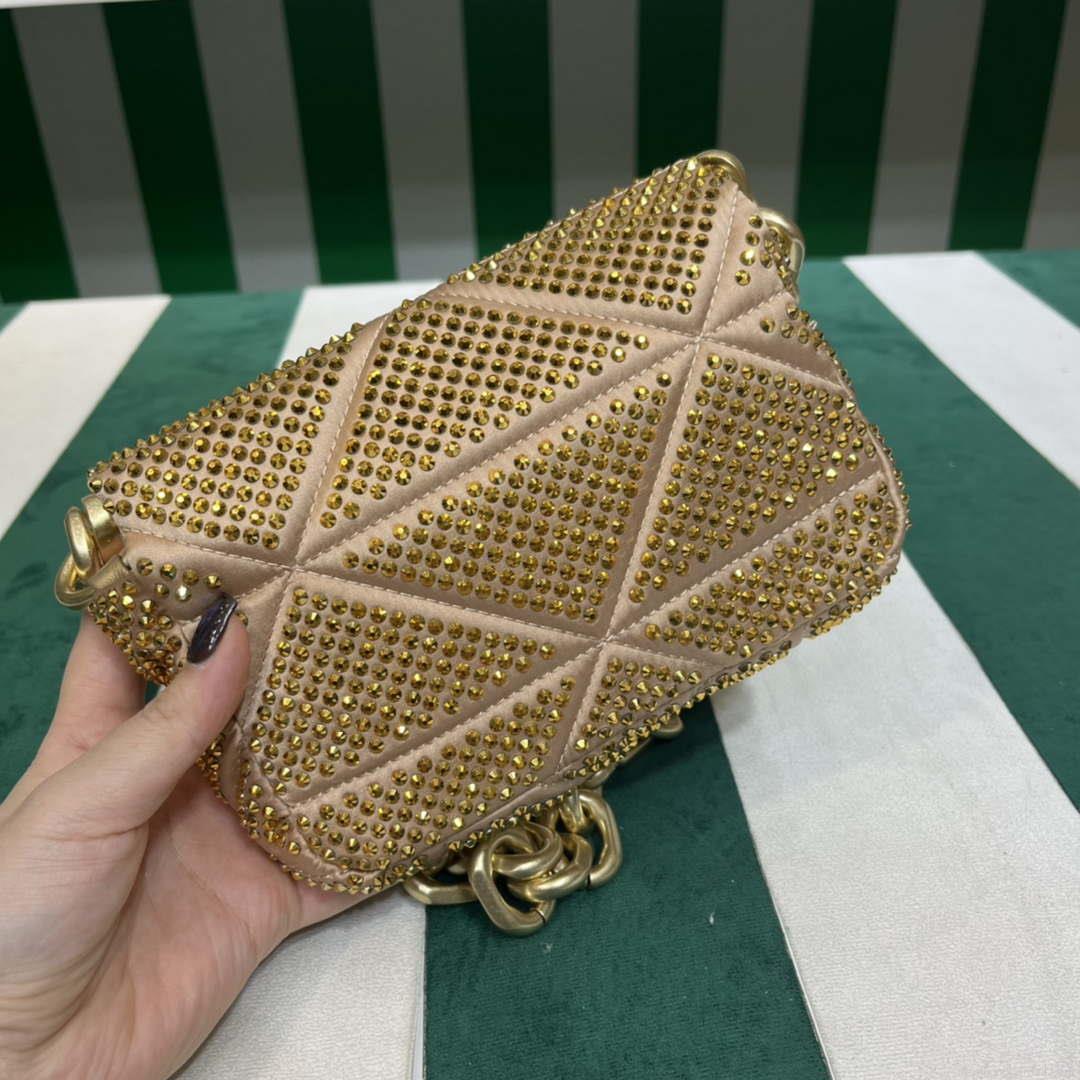 Prada 1BD329 Satin mini-bag with Crystals Gold Red