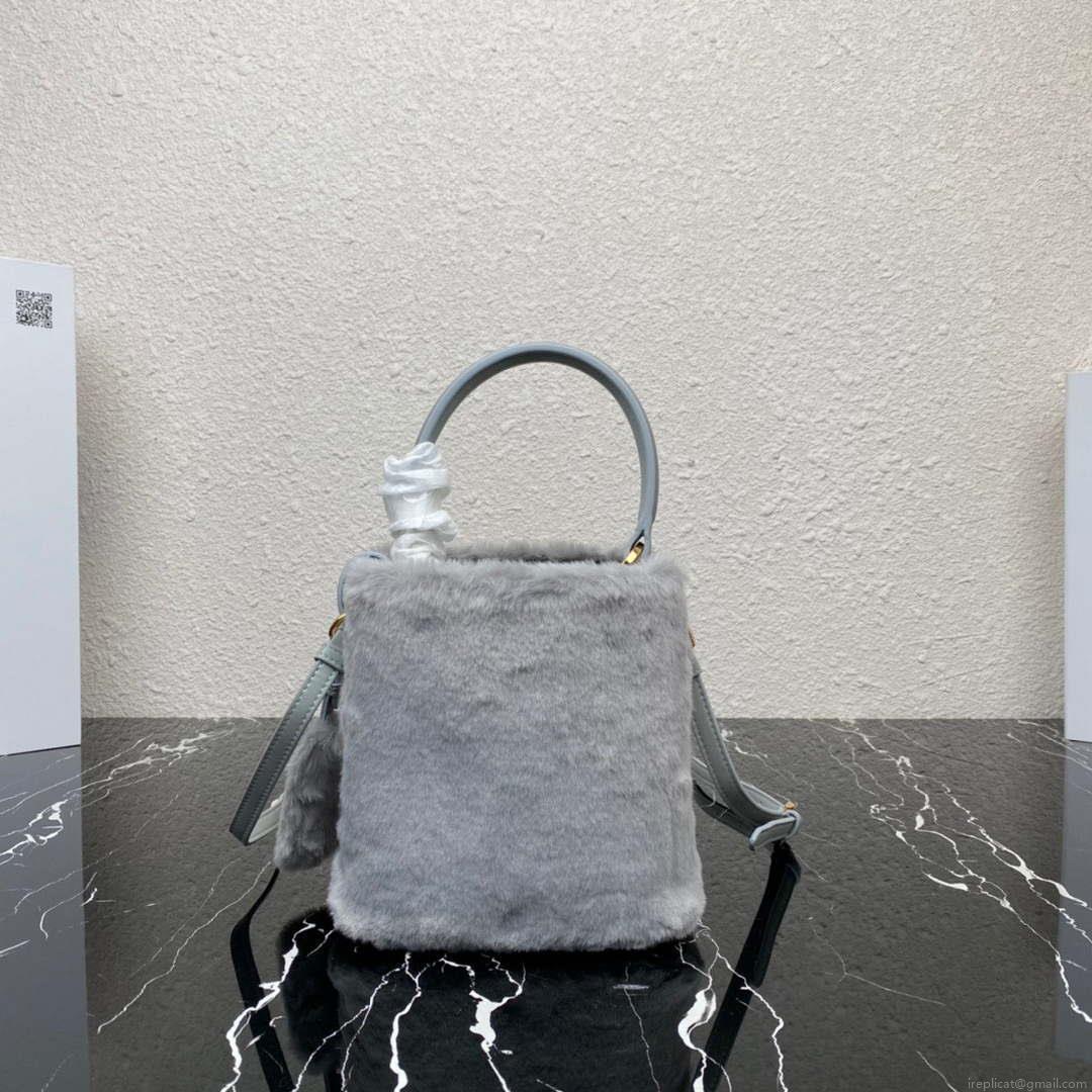 Prada 1BA373 Prada Panier shearling mini-bag Gray