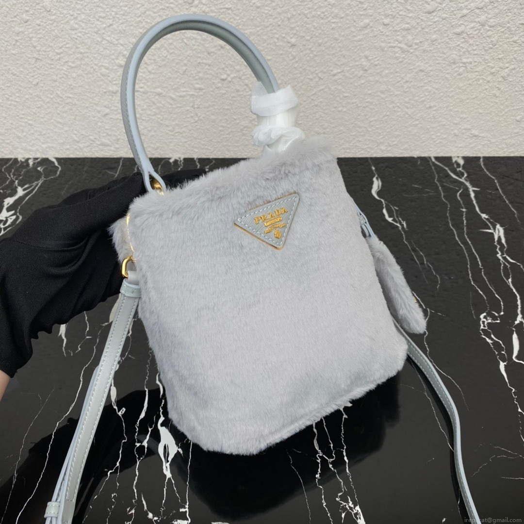 Prada 1BA373 Prada Panier shearling mini-bag Gray