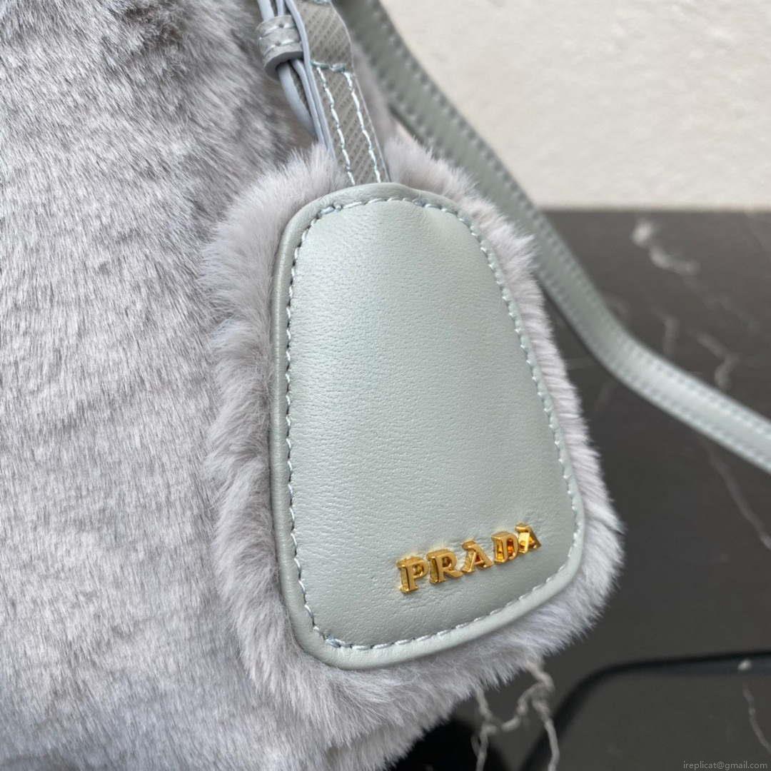 Prada 1BA373 Prada Panier shearling mini-bag Gray