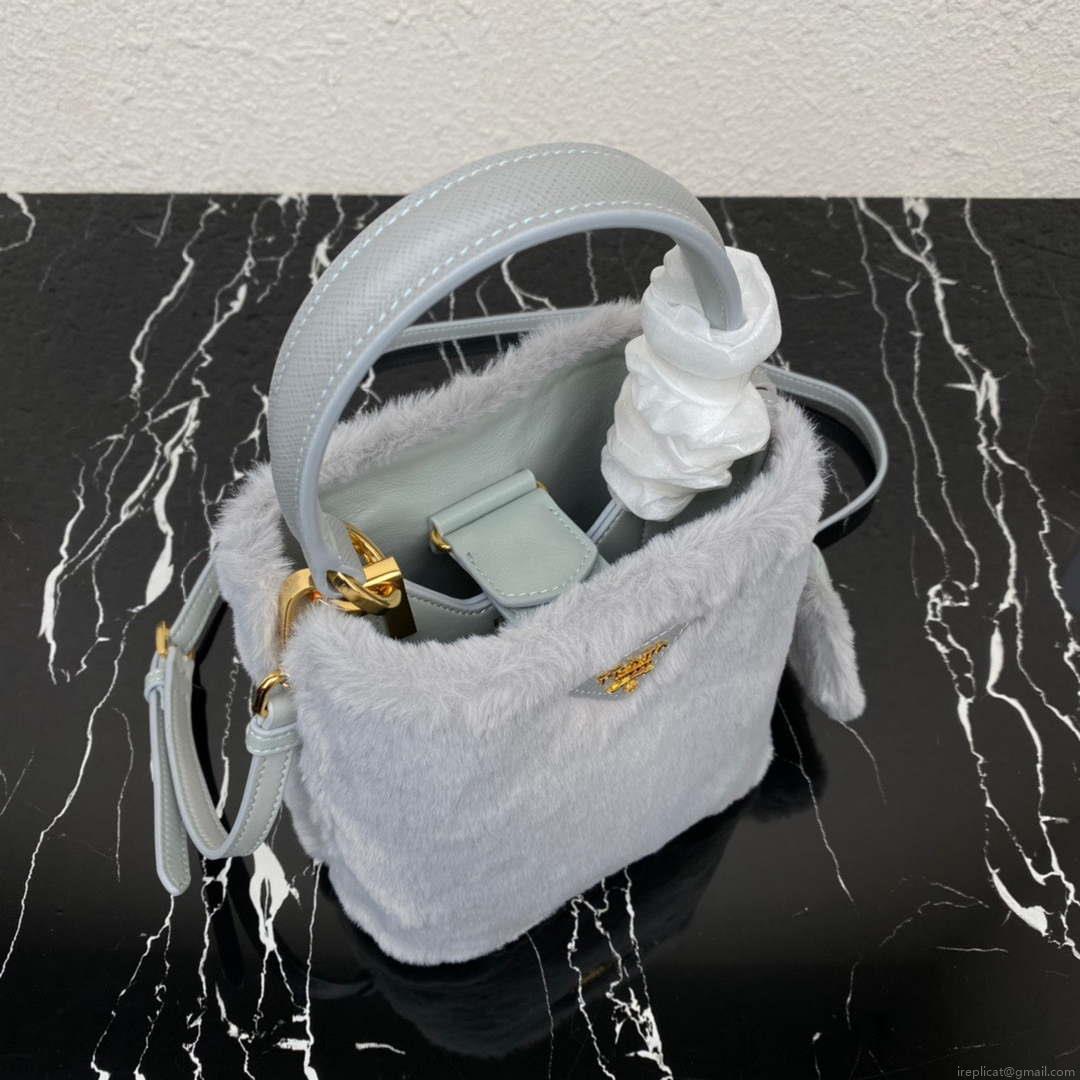 Prada 1BA373 Prada Panier shearling mini-bag Gray