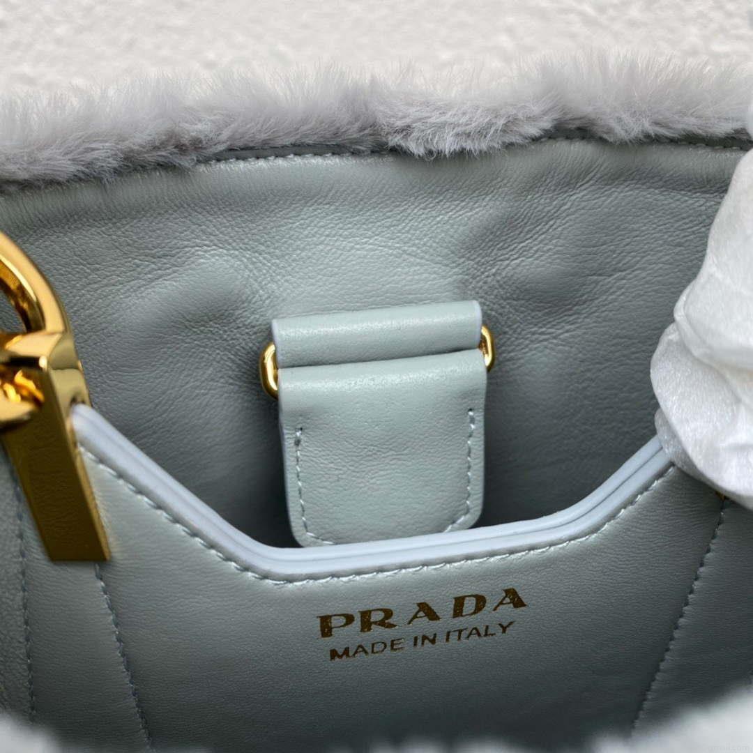 Prada 1BA373 Prada Panier shearling mini-bag Gray