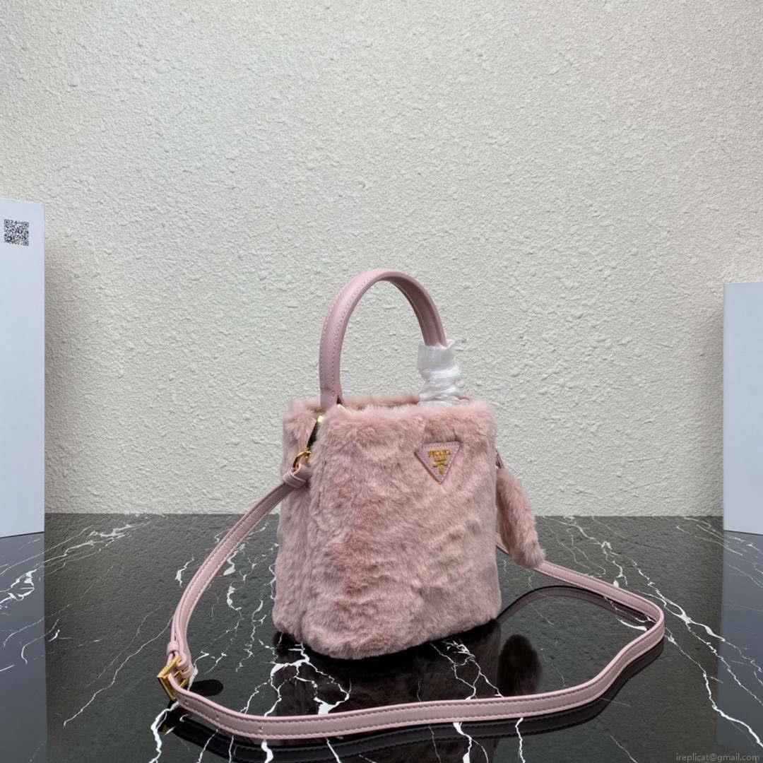 Prada 1BA373 Prada Panier shearling mini-bag Pink