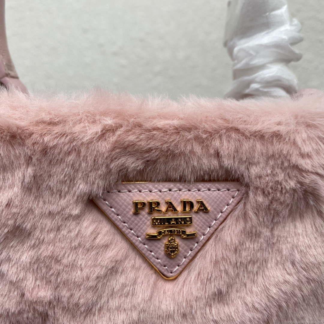 Prada 1BA373 Prada Panier shearling mini-bag Pink