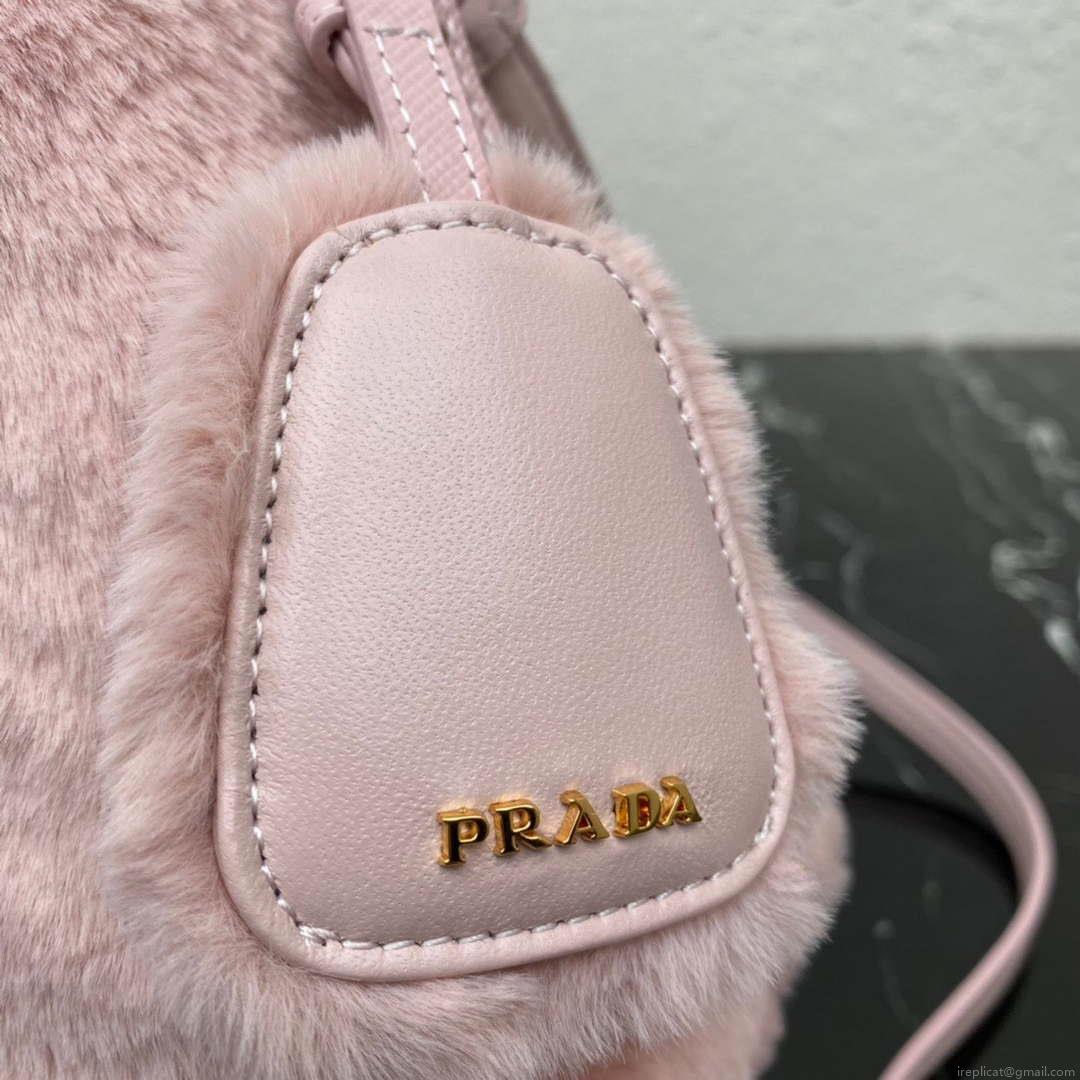 Prada 1BA373 Prada Panier shearling mini-bag Pink