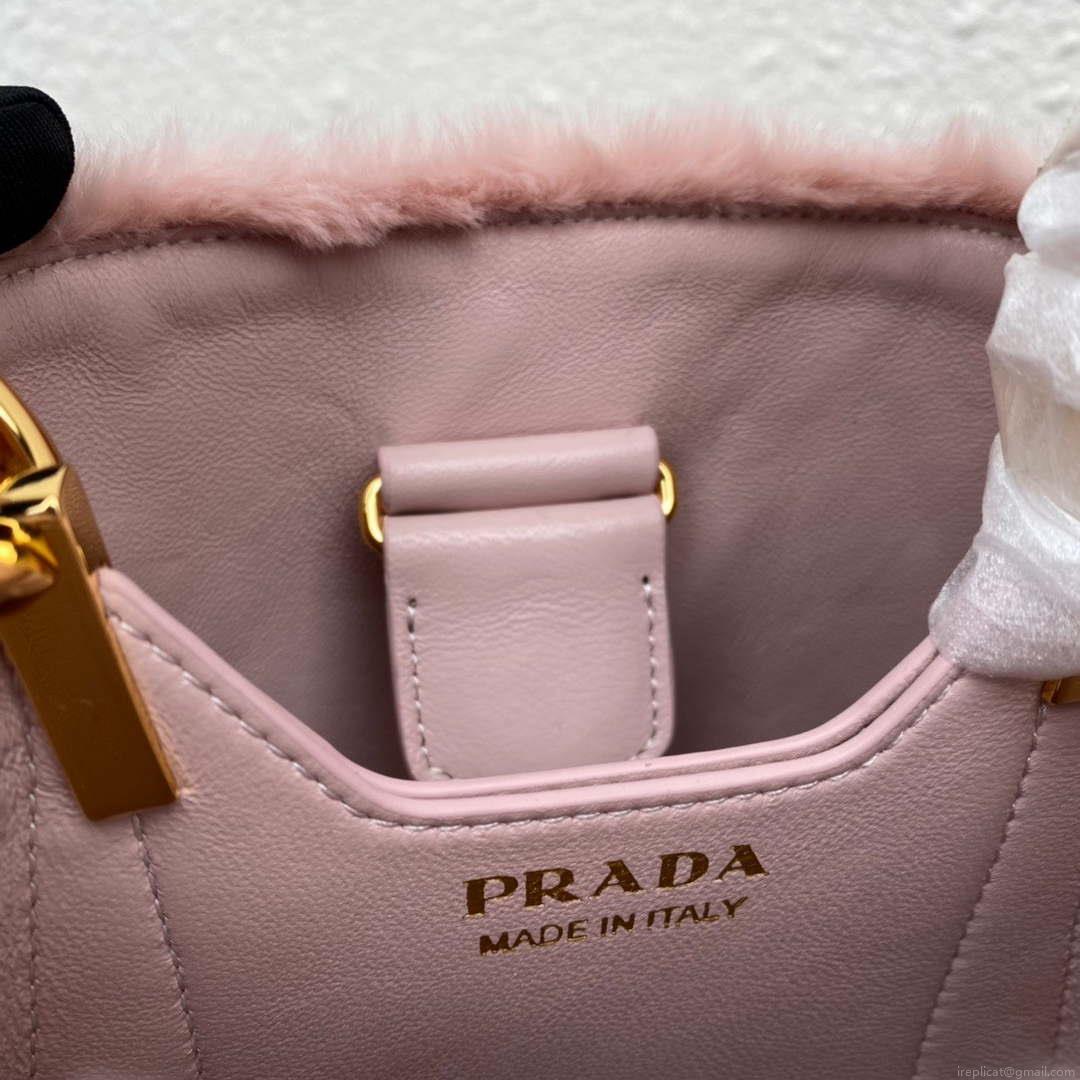Prada 1BA373 Prada Panier shearling mini-bag Pink