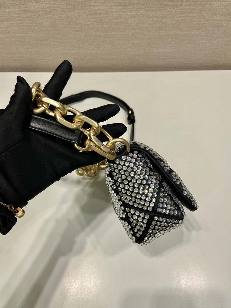Prada 1BD329 Satin mini-bag with Crystals Black