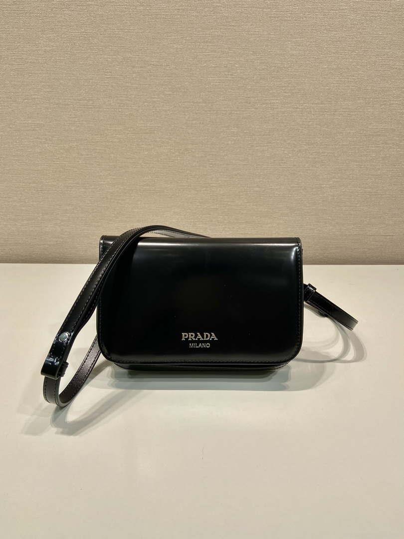 Prada 2VD061 Black Brushed Leather Mini-bag With Shoulder Strap Black