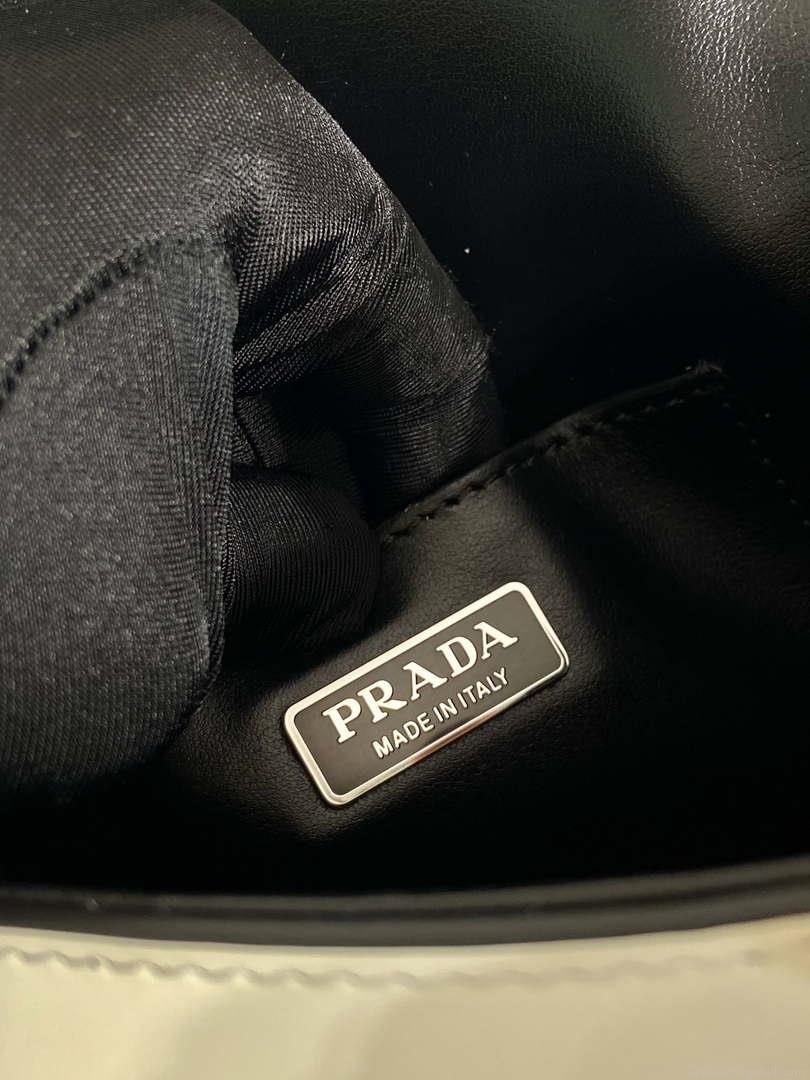 Prada 2VD061 Black Brushed Leather Mini-bag With Shoulder Strap White