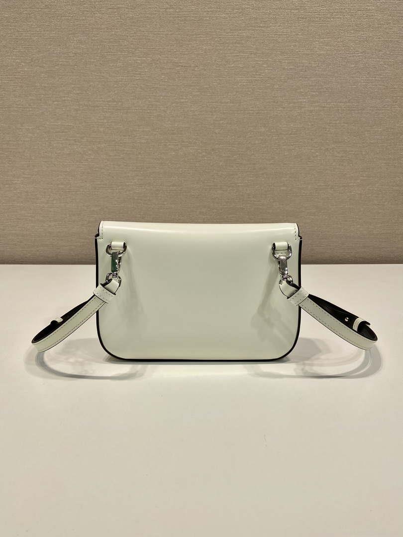 Prada 2VD061 Black Brushed Leather Mini-bag With Shoulder Strap White