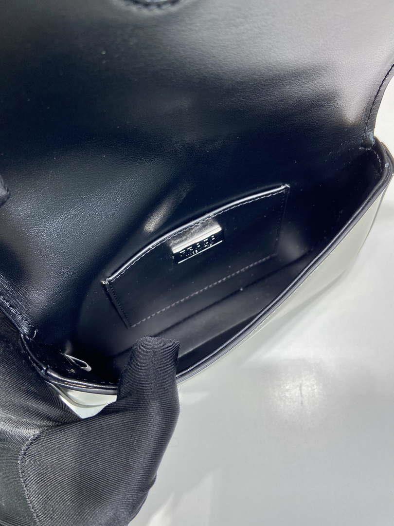 Prada 2VD061 Black Brushed Leather Mini-bag With Shoulder Strap White
