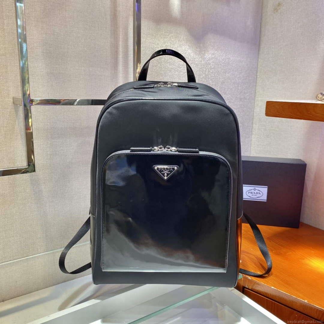 Prada 2VZ084 Re-Nylon and Leather Backpack Black
