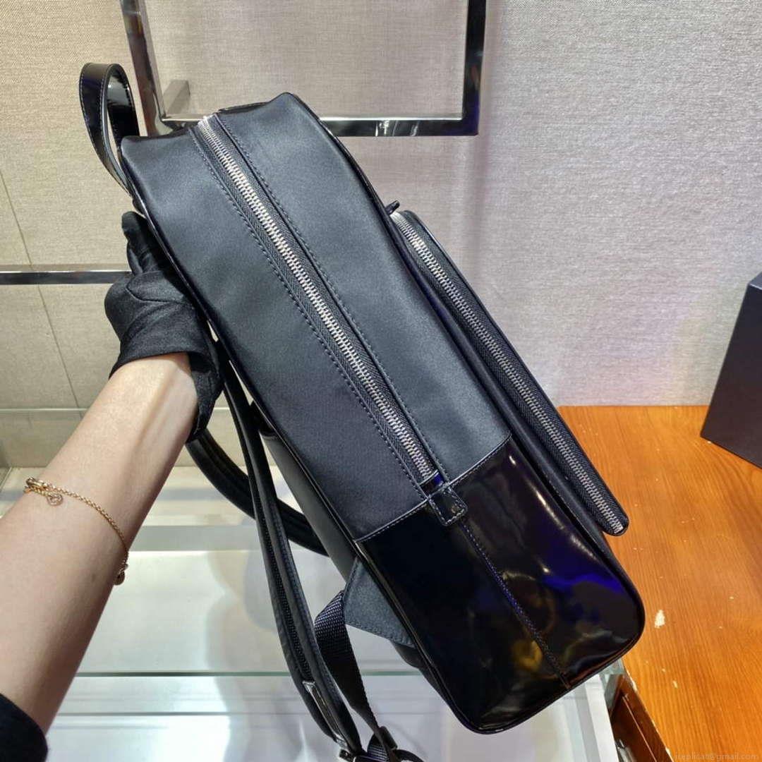 Prada 2VZ084 Re-Nylon and Leather Backpack Black