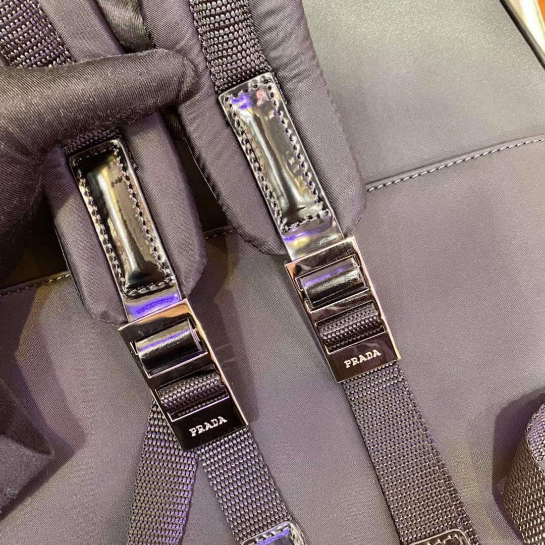 Prada 2VZ084 Re-Nylon and Leather Backpack Black