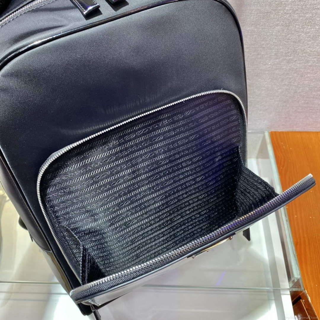 Prada 2VZ084 Re-Nylon and Leather Backpack Black
