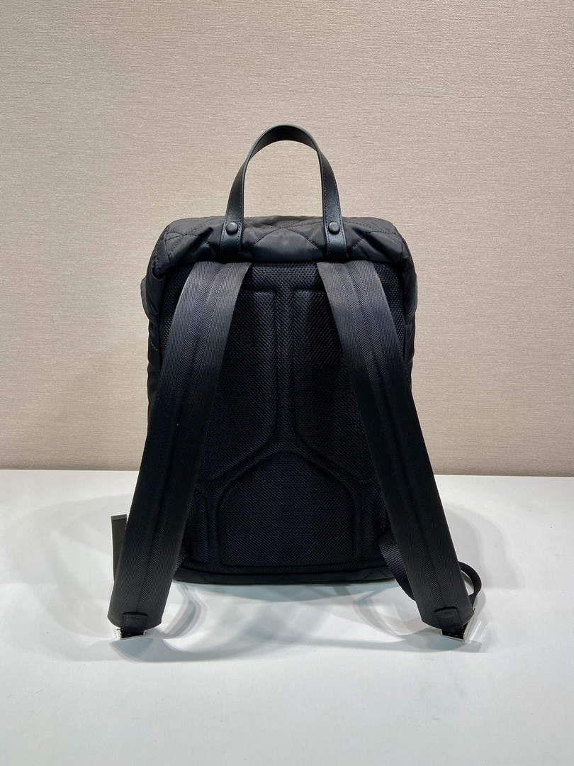 Prada 2VZ135 Re-Nylon Padded Backpack With Hood Black