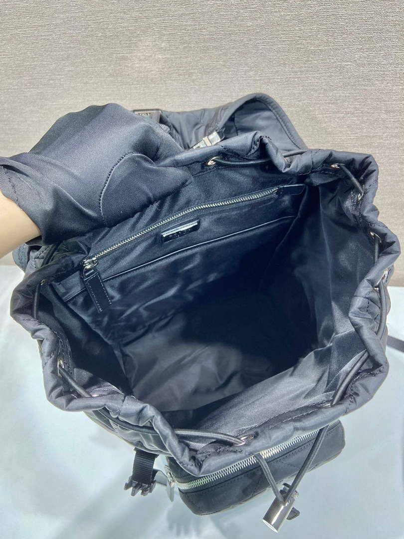 Prada 2VZ135 Re-Nylon Padded Backpack With Hood Black