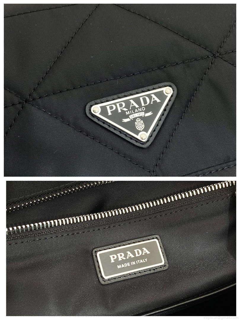 Prada 2VZ135 Re-Nylon Padded Backpack With Hood Black