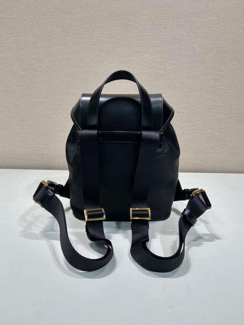Prada 1BZ074 Re-Nylon and Brushed Leather Backpack Black