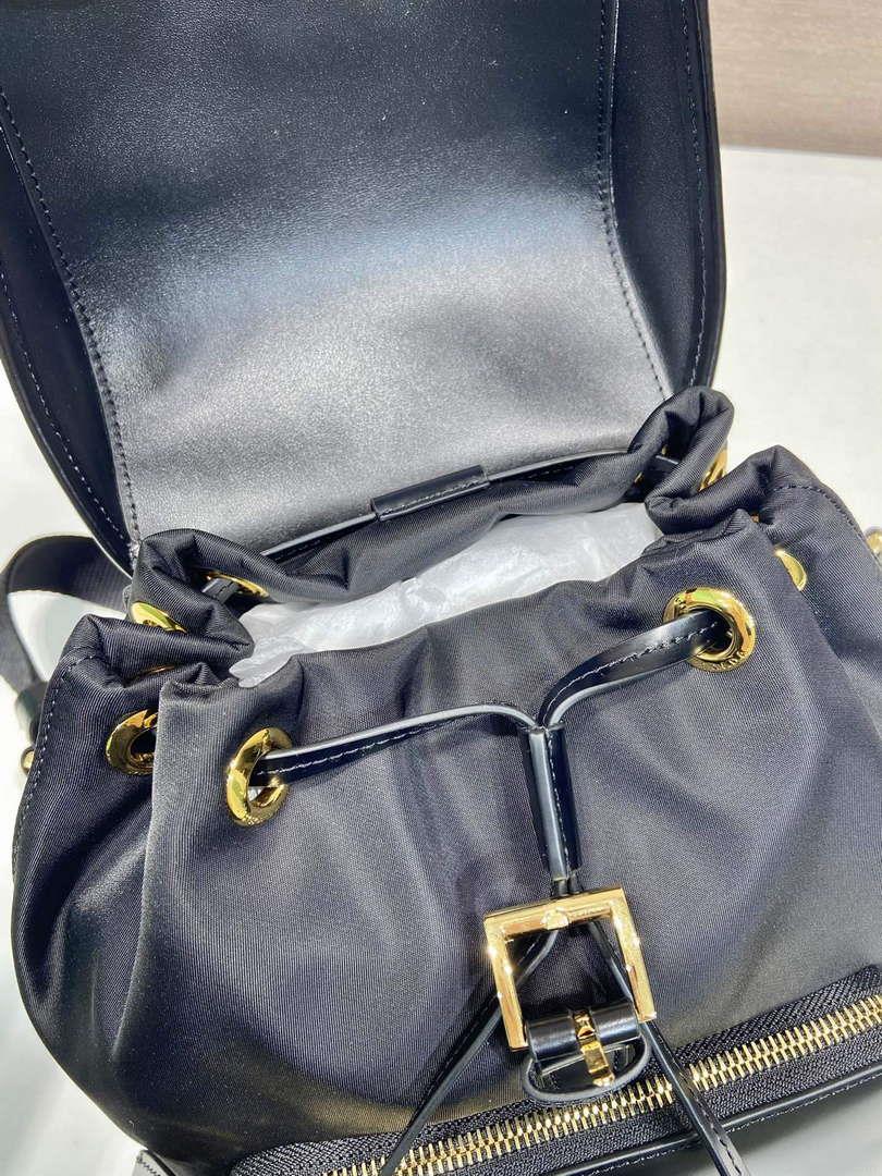 Prada 1BZ074 Re-Nylon and Brushed Leather Backpack Black